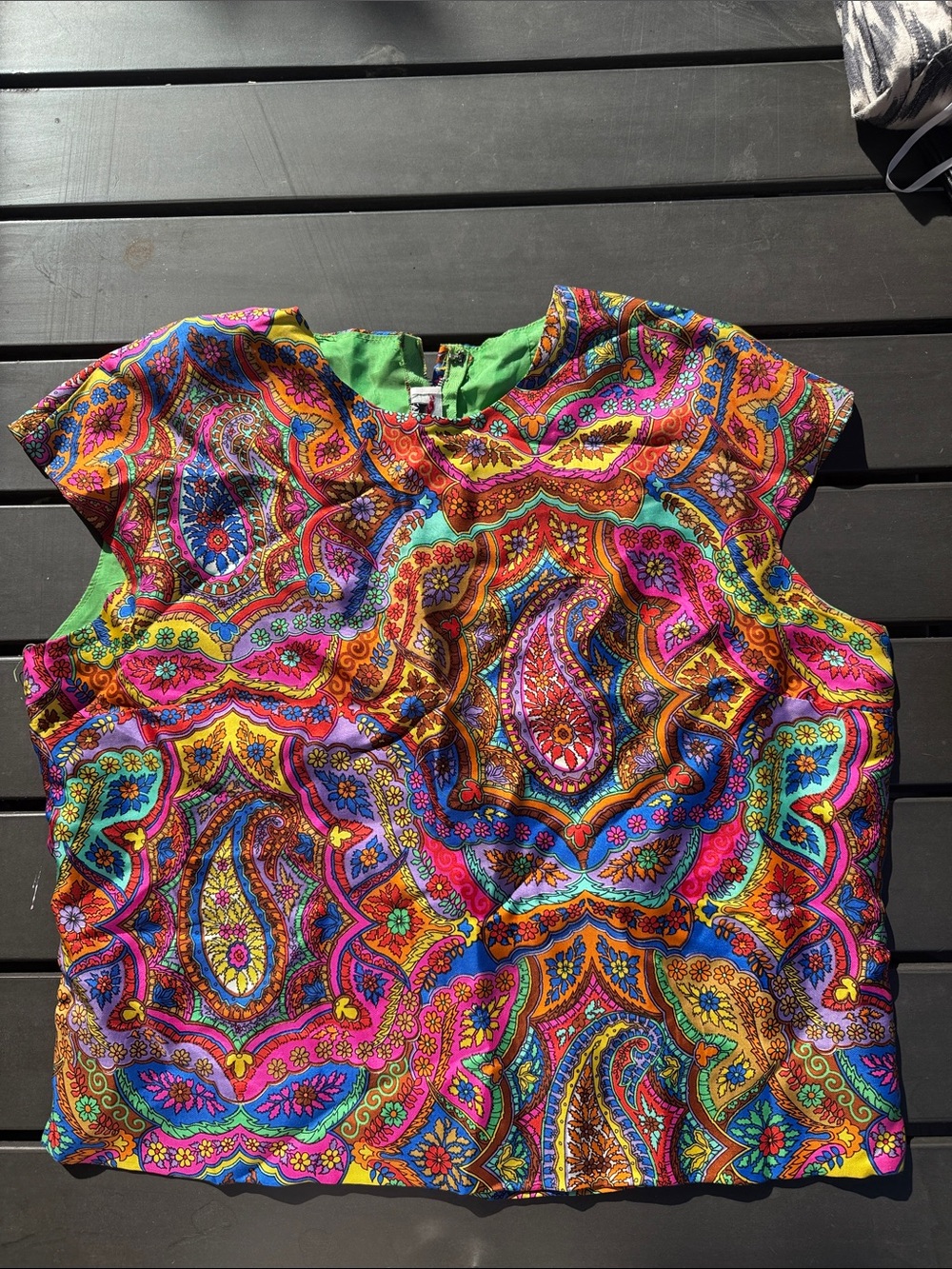 Vintage Multicolor Paisley Sleeveless Blouse